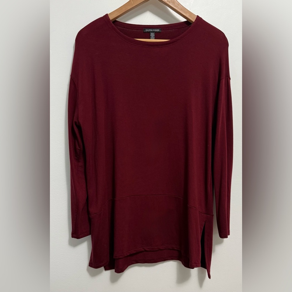 Eileen Fisher Deep Red Knit Top